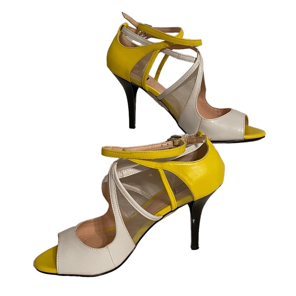 Signature Tayte‎ Strappy Ankle Sandal Open Toe Heels w/ Mesh Detail Size 6